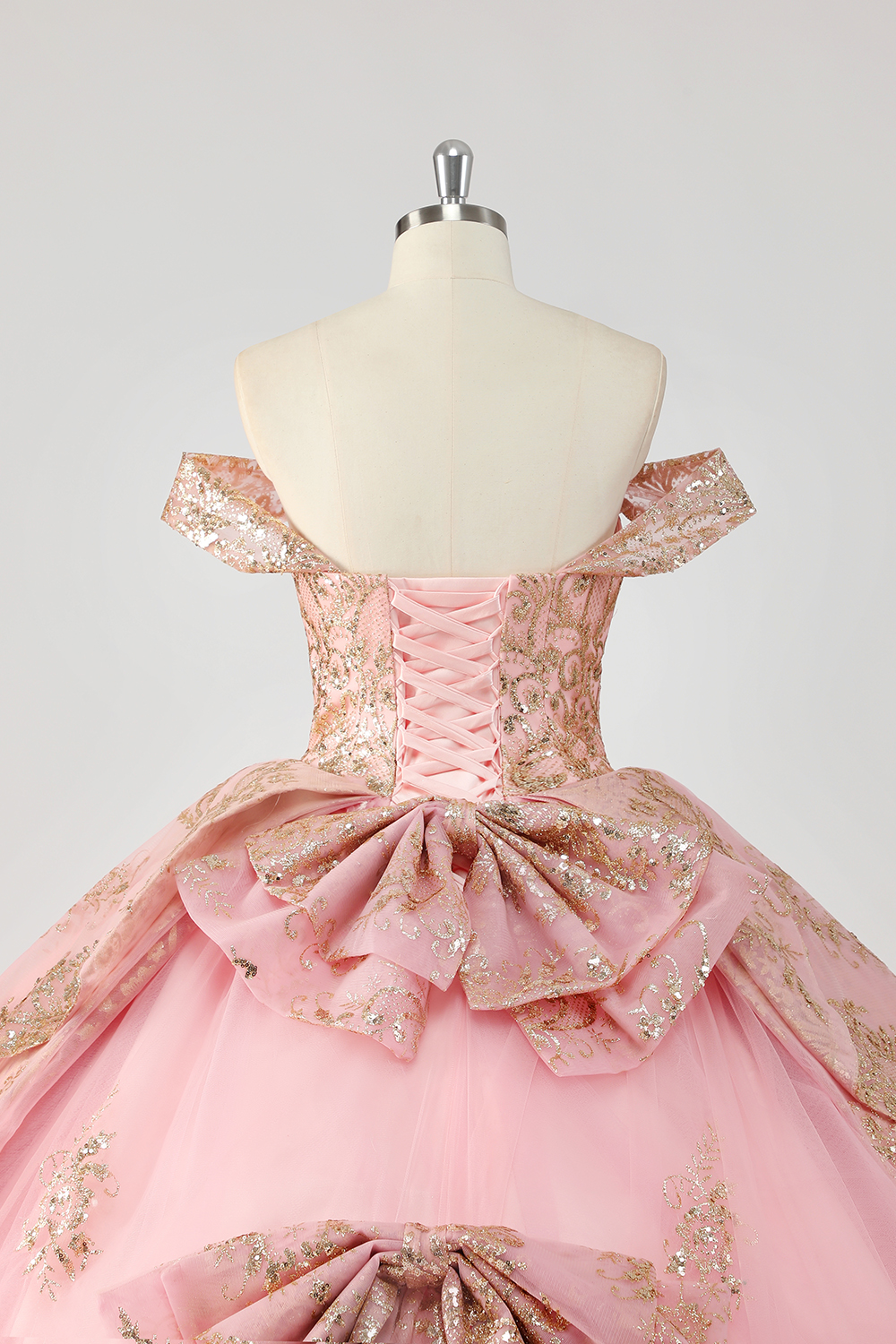 Sparkly Dusty Rose Sequins Off the Shoulder Ball Gown Quinceanera Dress with Beading