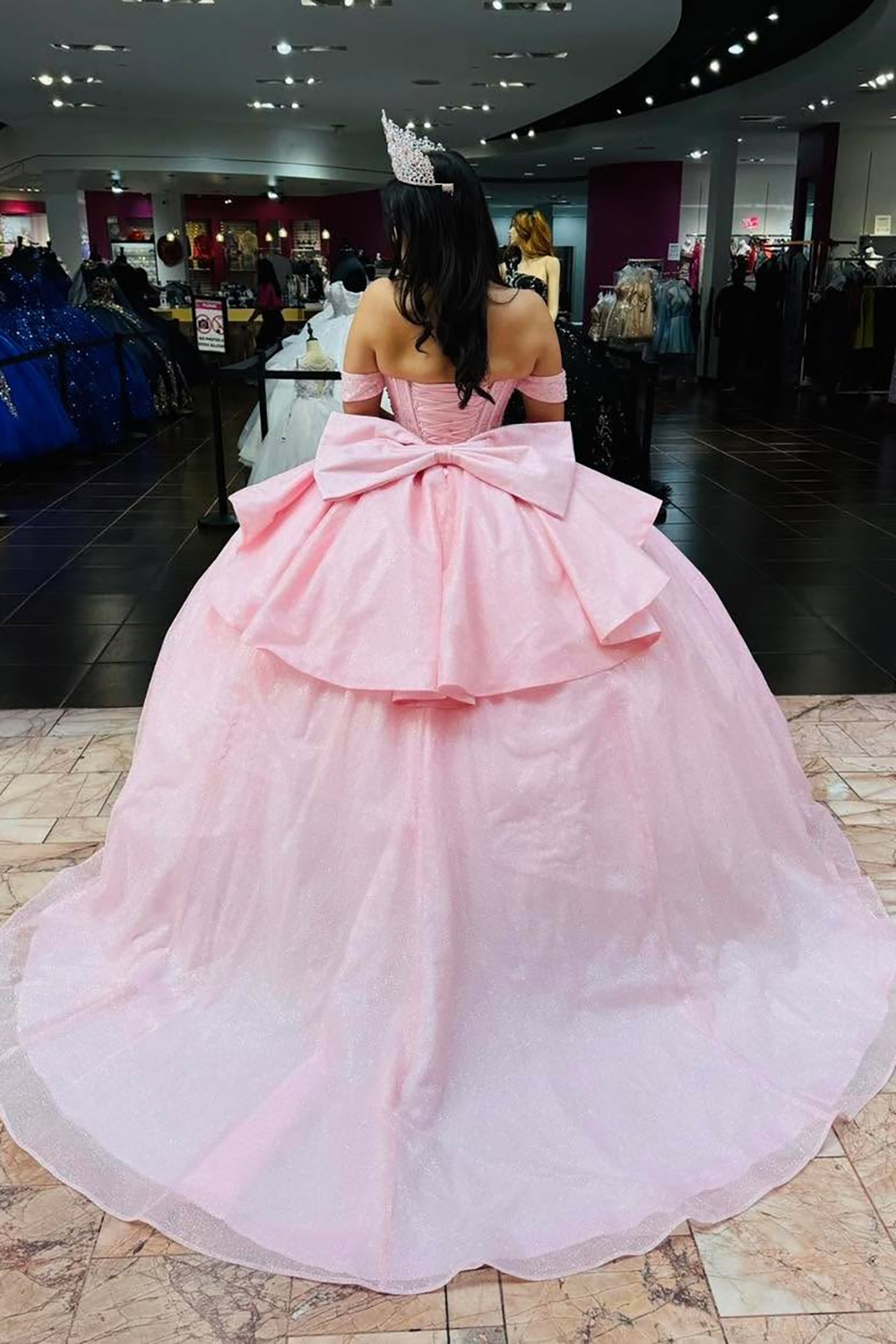 Sparkly Mint Off the Shoulder Sequin Applique Princess Tulle Quinceanera Dress with Bow