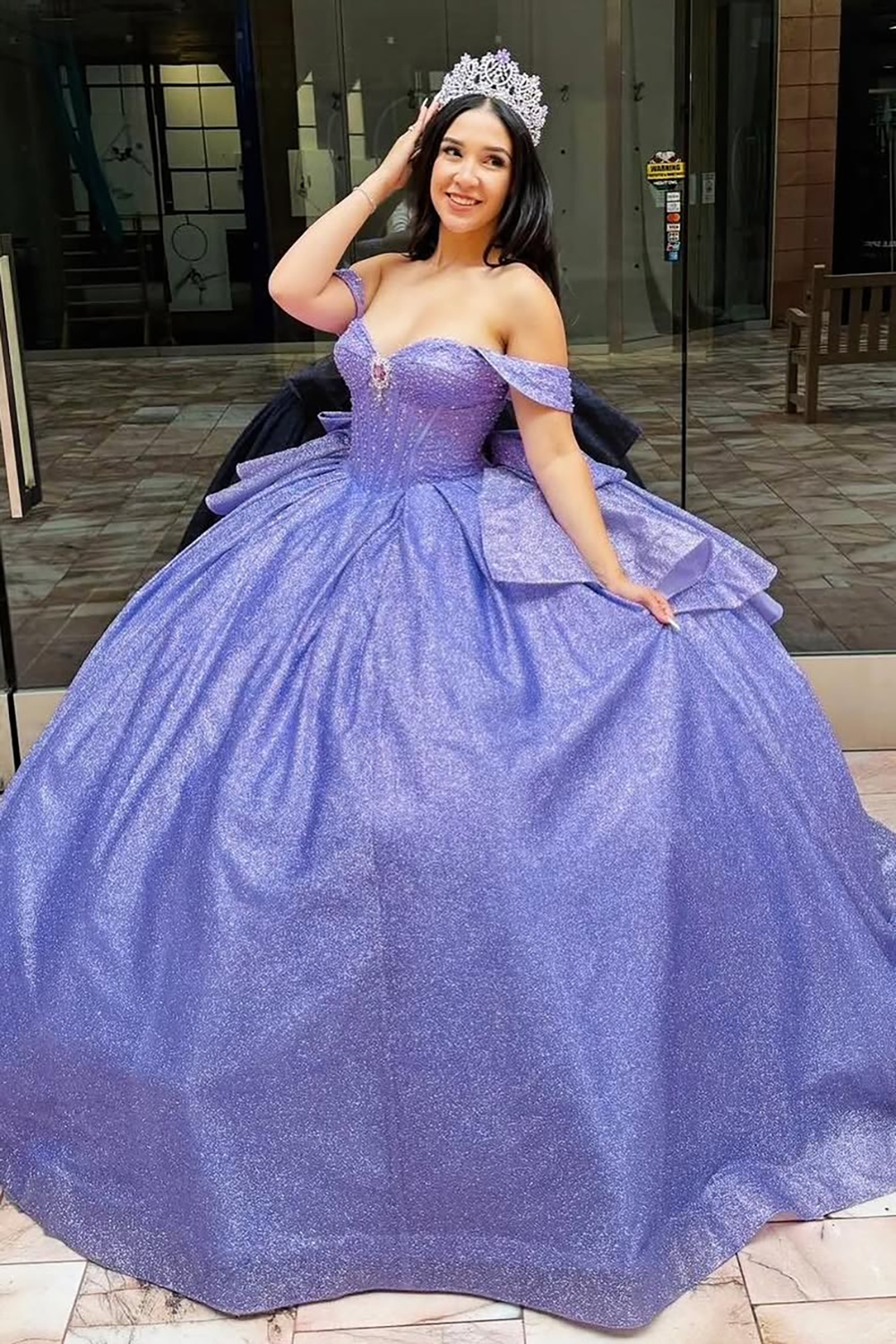 Sparkly Mint Off the Shoulder Sequin Applique Princess Tulle Quinceanera Dress with Bow