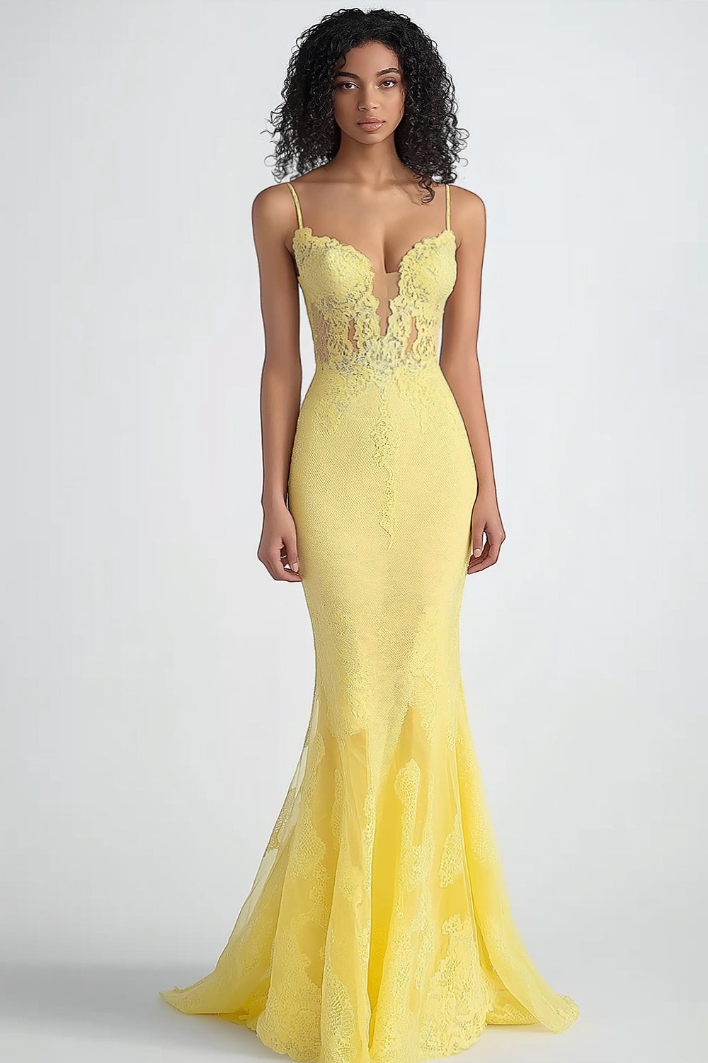 Spaghetti Straps Daffodil Corset Long Formal Dress