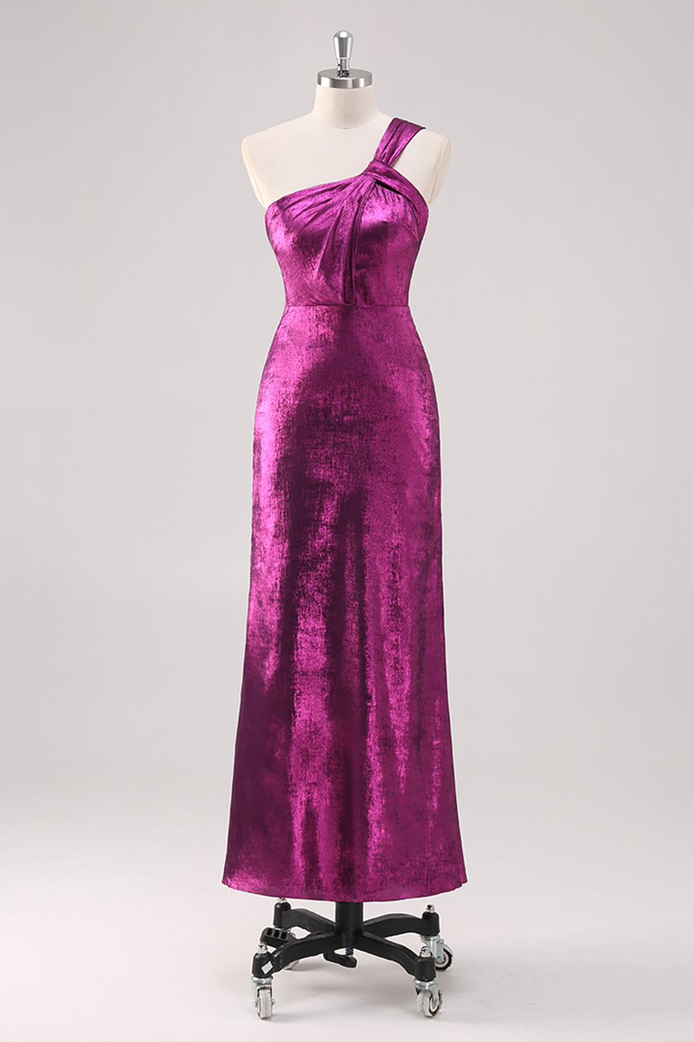Glitter Fuchsia Sheath Long Formal Prom Dress