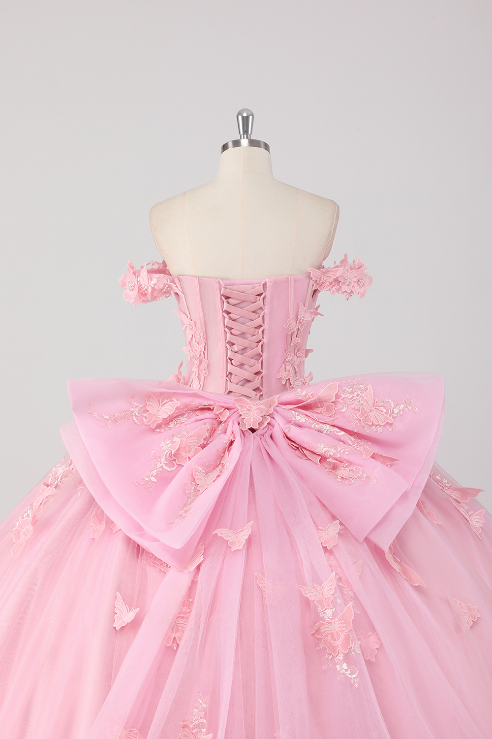Off the Shoulder Blush Pink Corset Quinceanera Dress with 3D Flowers
