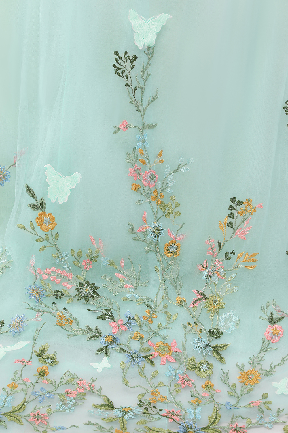 Mint Tulle Ball Gown Flower Quinceanera Dress with Butterflies