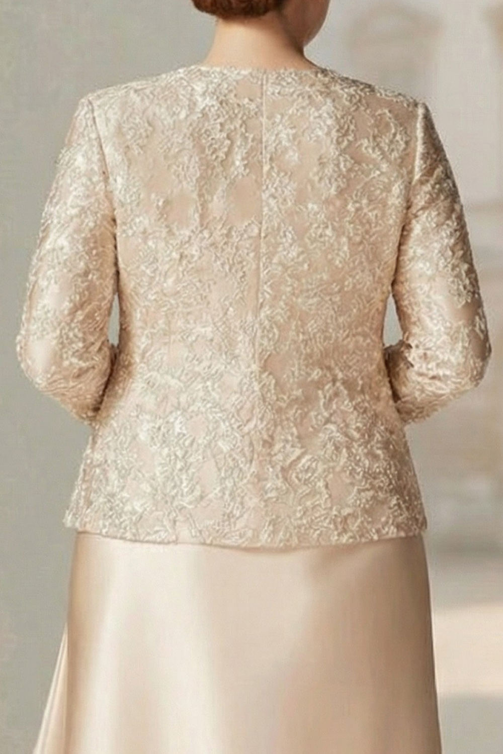 Plus Size Champgane A Line Chiffon Ankle-Length Mother of the Bride Dress