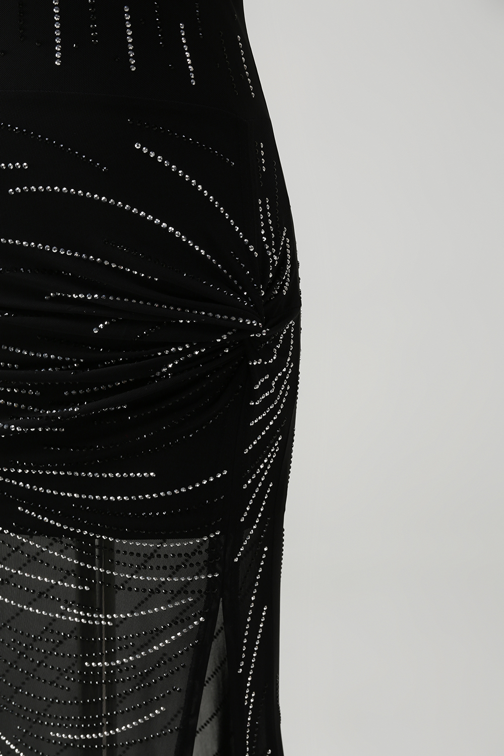 Glitter Black Spaghetti Straps Beaded Mermaid Long Prom Dress with Slit