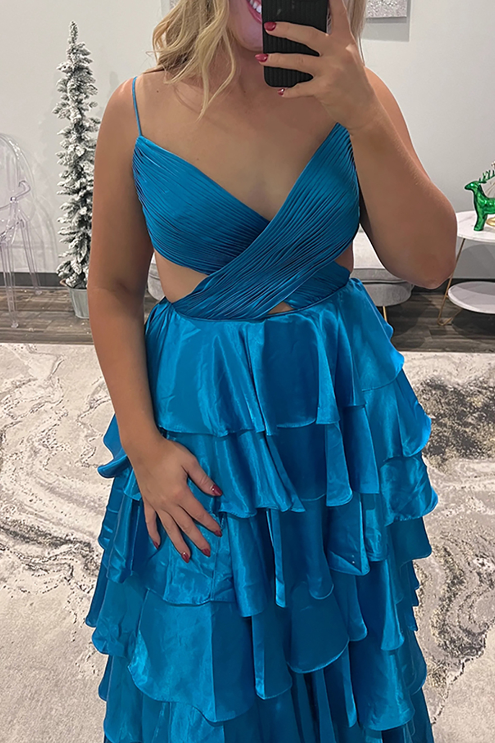 Fuchsia Spaghetti Straps A Line Satin Long Prom Dress with Slit