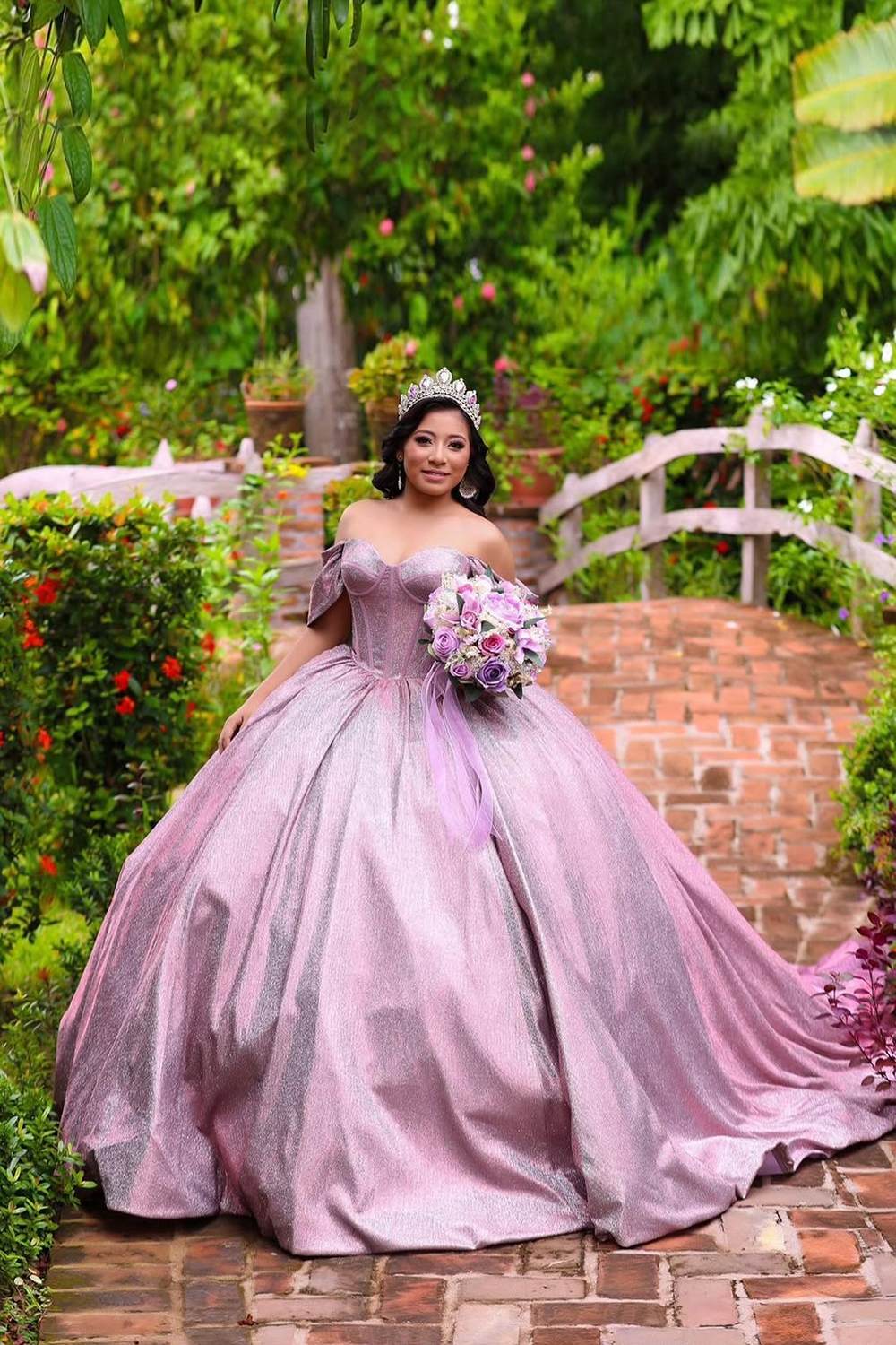 Sparkly Grey Purple Off the Shoulder Ball Gown Quinceanera Dress 