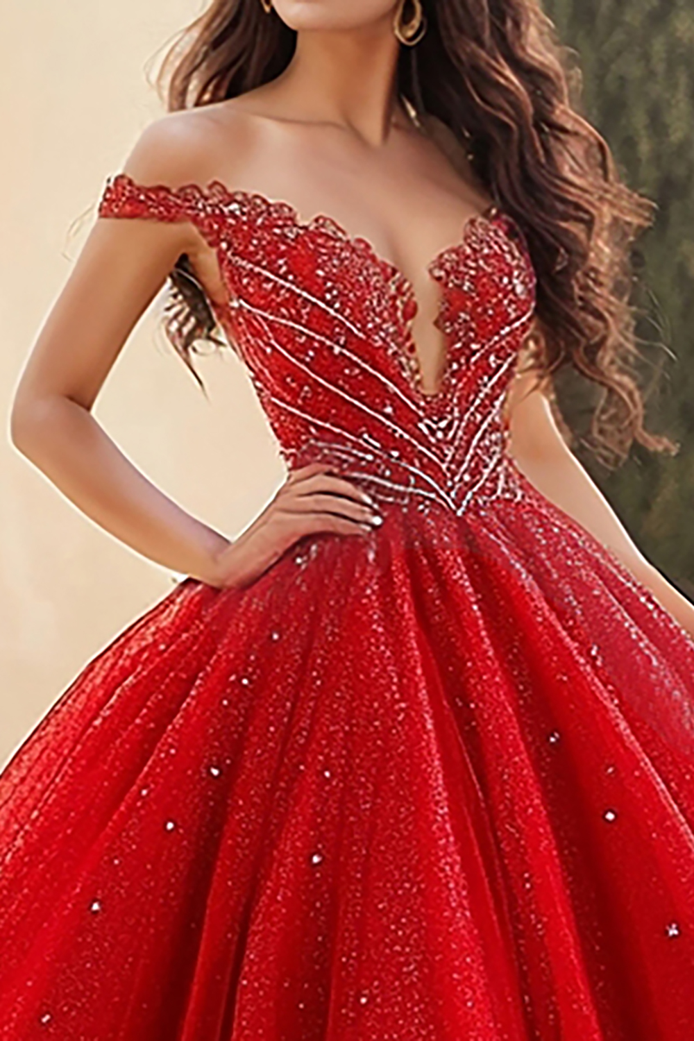 Graceful Red Off The Shoulder Princess Tulle  Quinceanera Dress With Beading