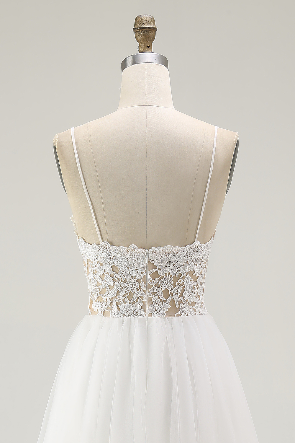 Cute White A Line Tulle Long Rehearsal Dinner Dress with Embroidery