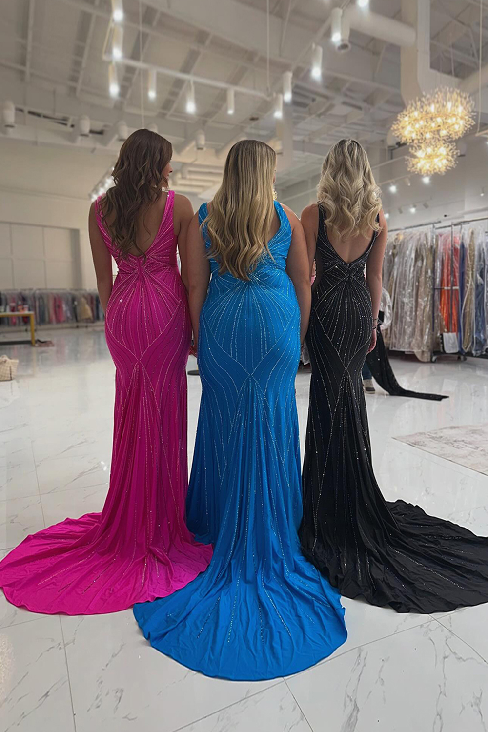 Black Spaghetti Straps Mermaid Long Prom Dress with Beading