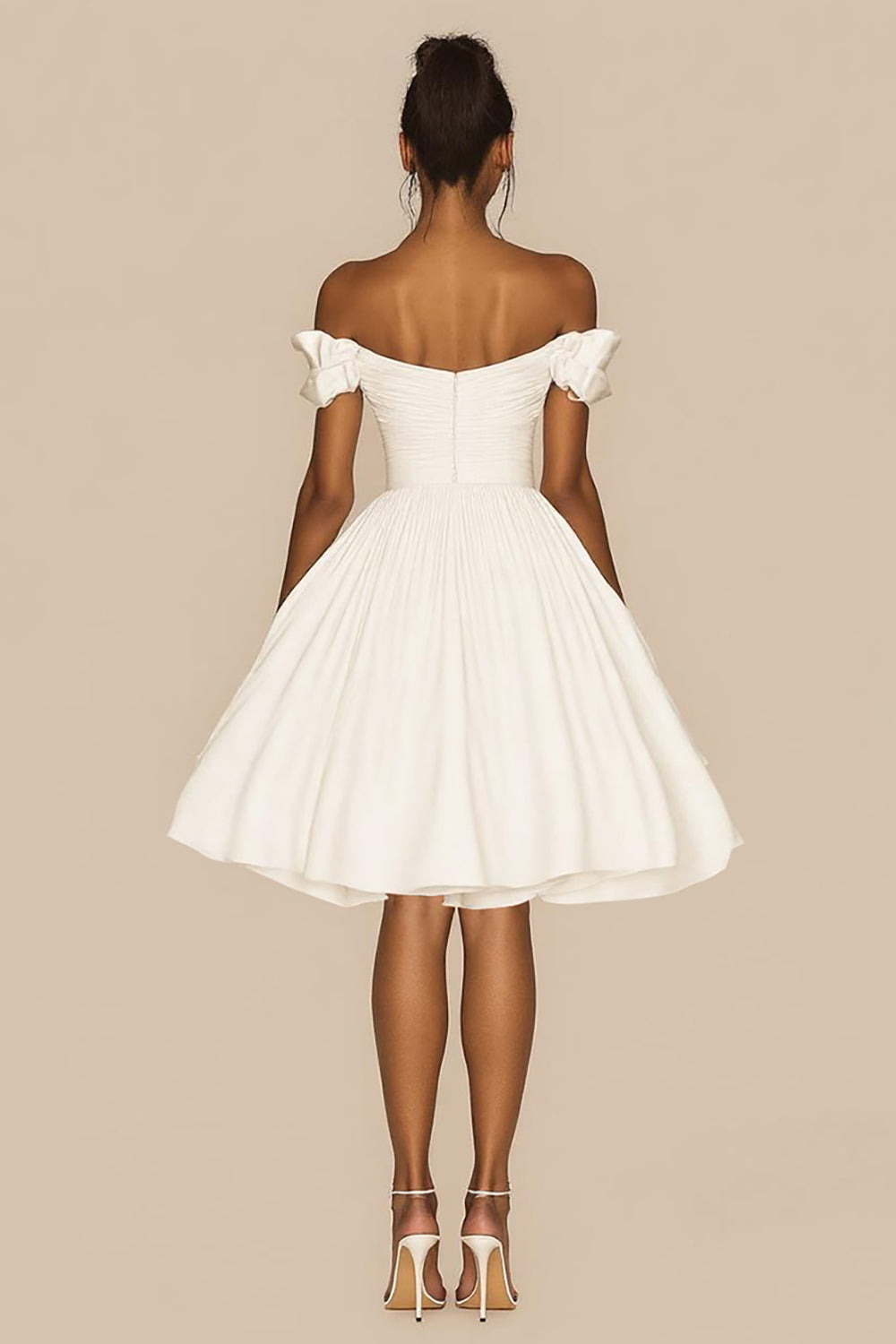 Cute White A Line Ruched Satin Graduation Dress