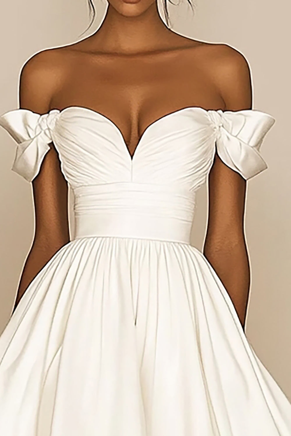 Cute White A Line Ruched Satin Graduation Dress