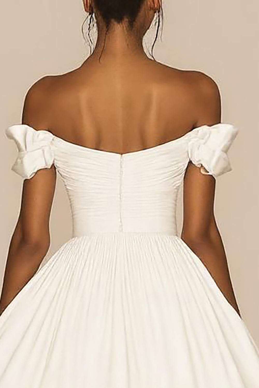 Cute White A Line Ruched Satin Graduation Dress