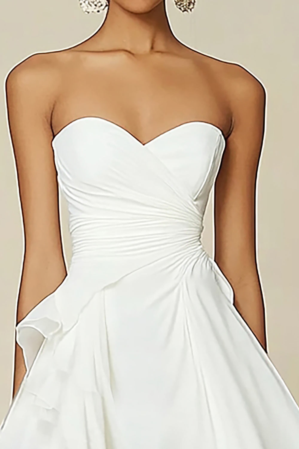 White A Line Chiffon Strapless Ruched Short Graduation Dress