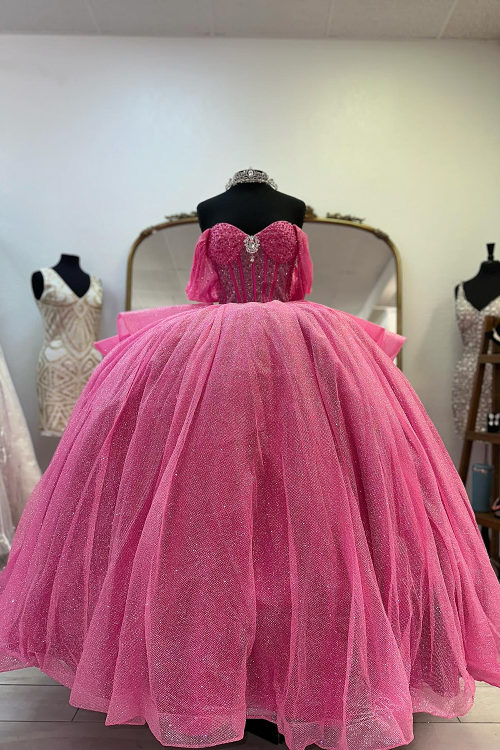 Fuchsia Corset Tulle Ball Gown Quinceanera Dress with Ruffles