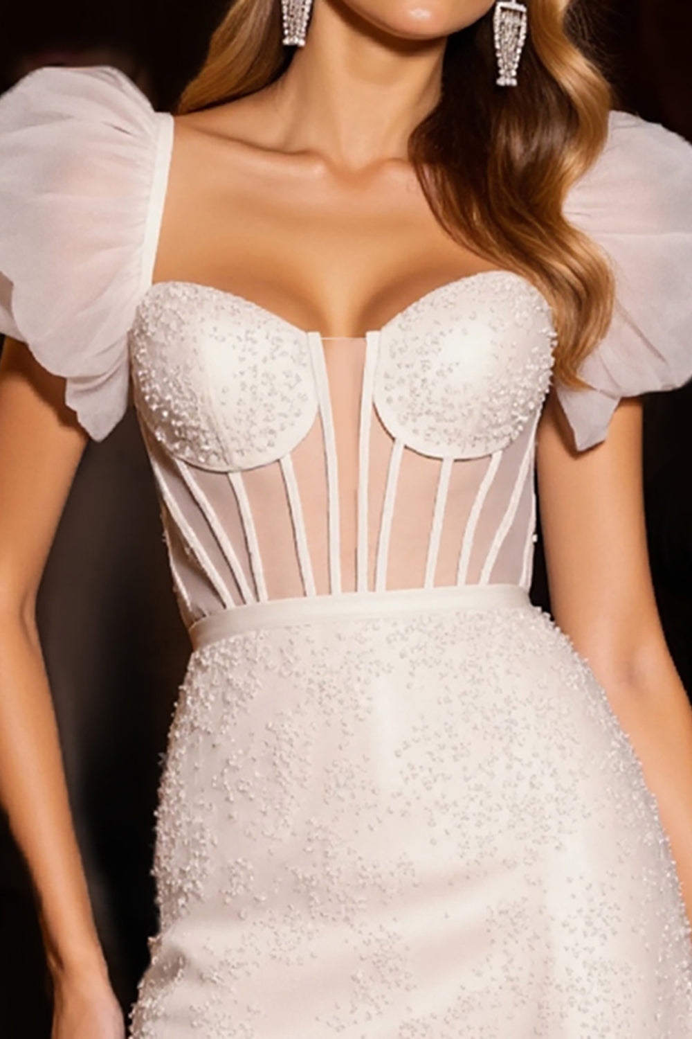 Ivory Corset Tulle Short Bodycon Homecoming Dress