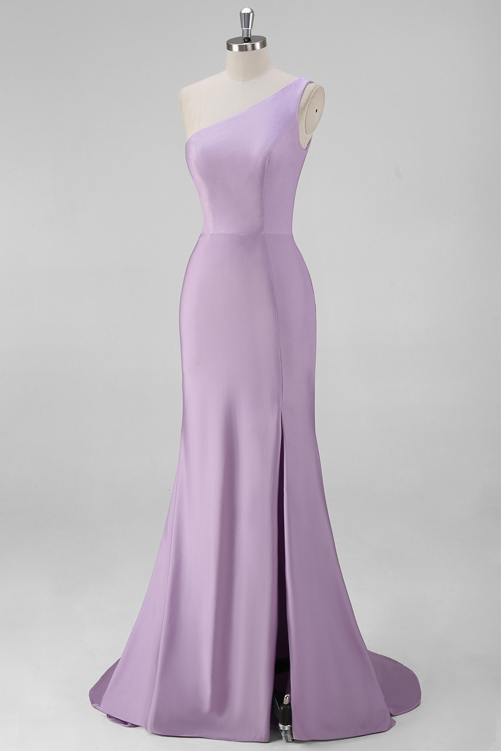 Elegant Black Mermaid One Shoulder Long Satin Formal Dress with Slit