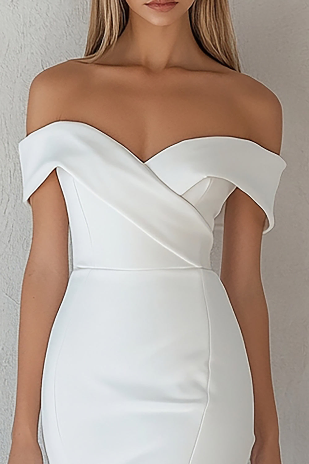 White Off The Shoulder Satin Bodycon Short Graduation Dress