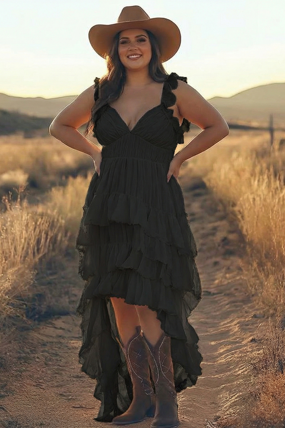 Plus Size Ivory A Line Tiered High Low Rehearsal Dinner Dress