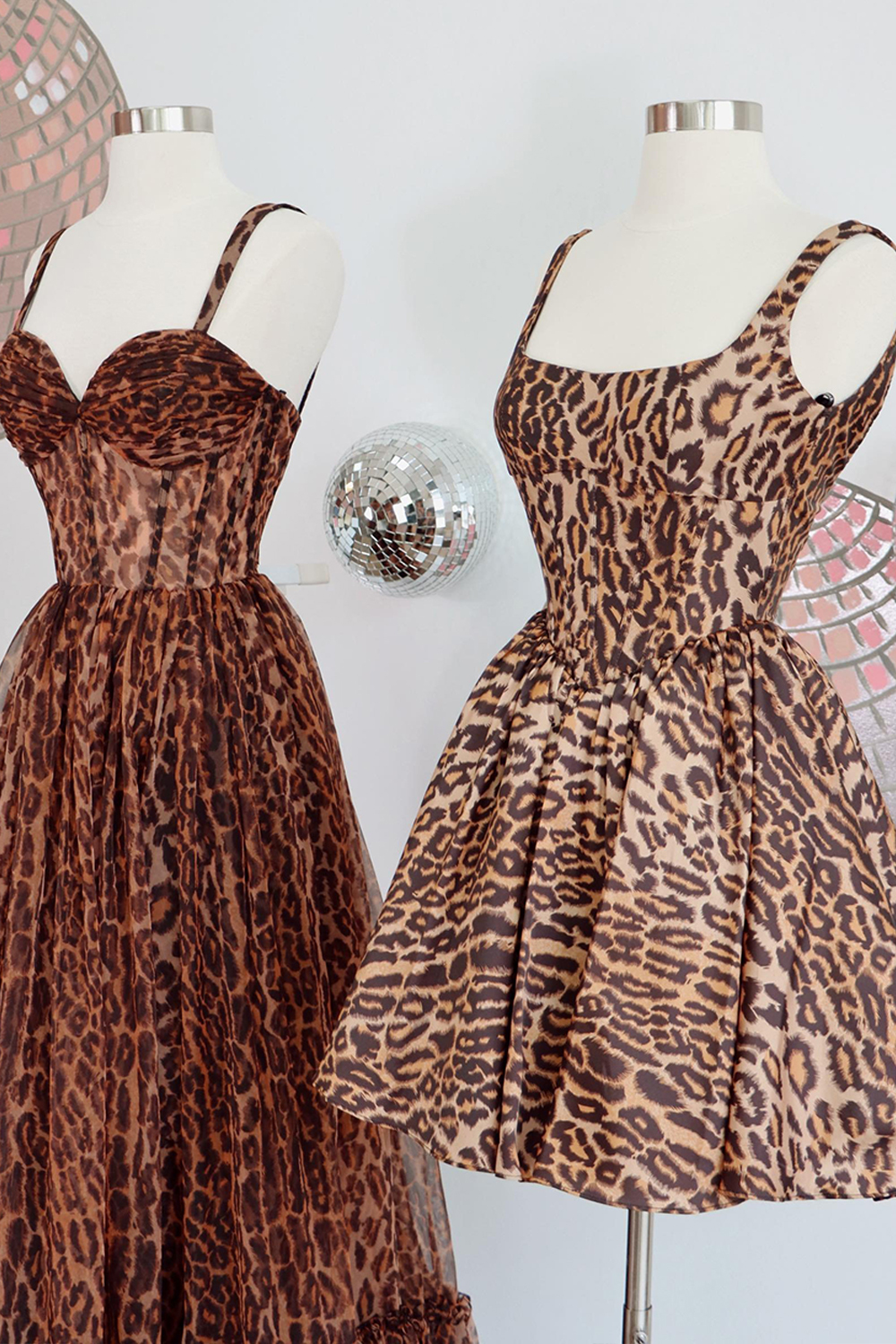 Brown Leopard Spaghetti Straps A Line Short Homecoming Dress