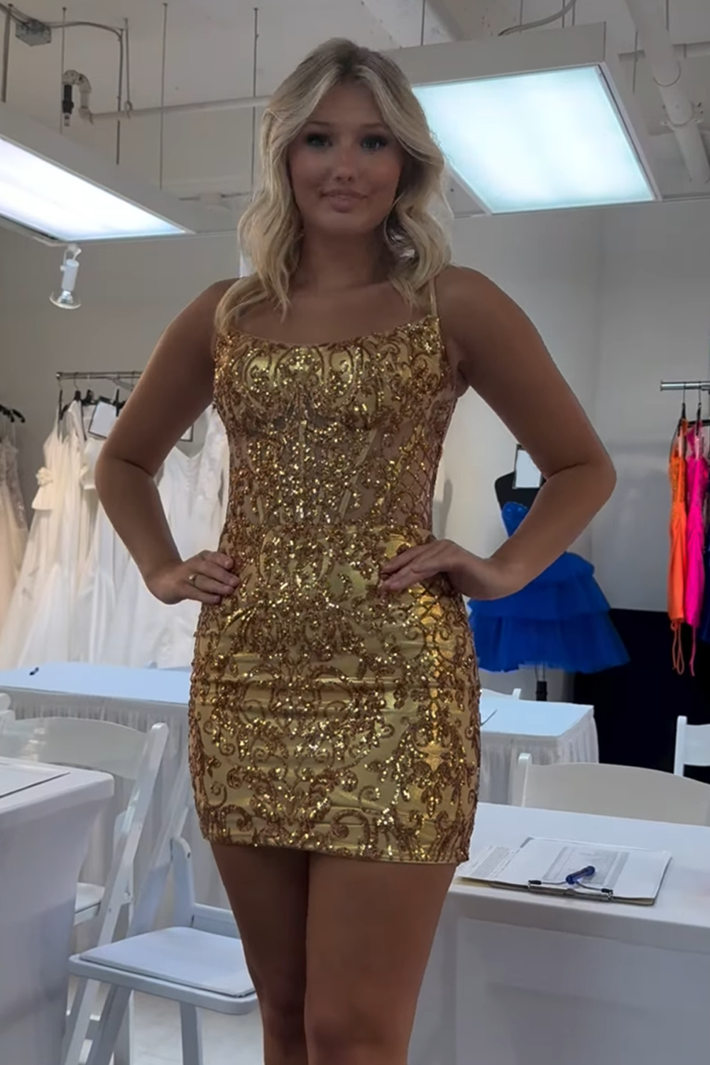 Sparkly Gold Corset Tight Short Homecoming Dress with Beading