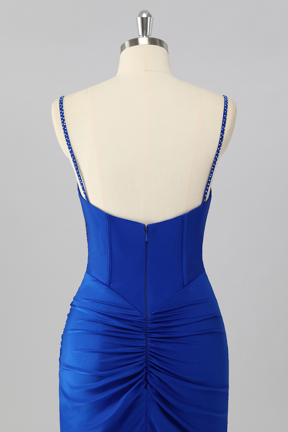 Sparkly Royal Blue Tight Cami Short Corset Homecoming Dress with Beading