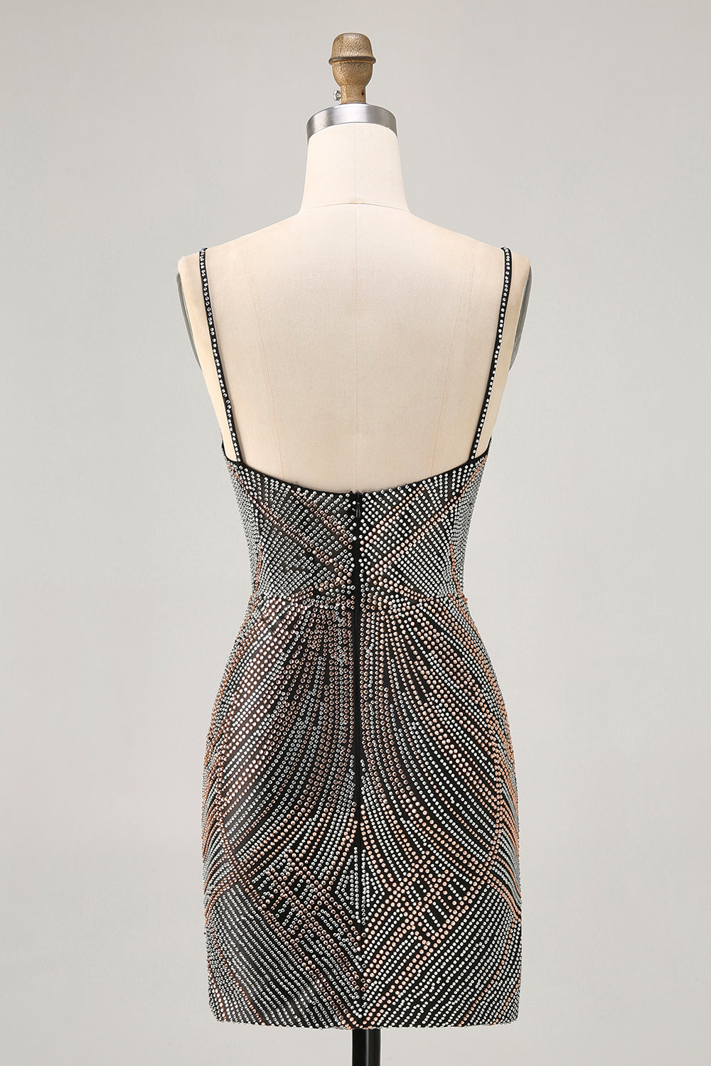 Sparkly Black Tight Short Backless Homecoming Dress with Beading