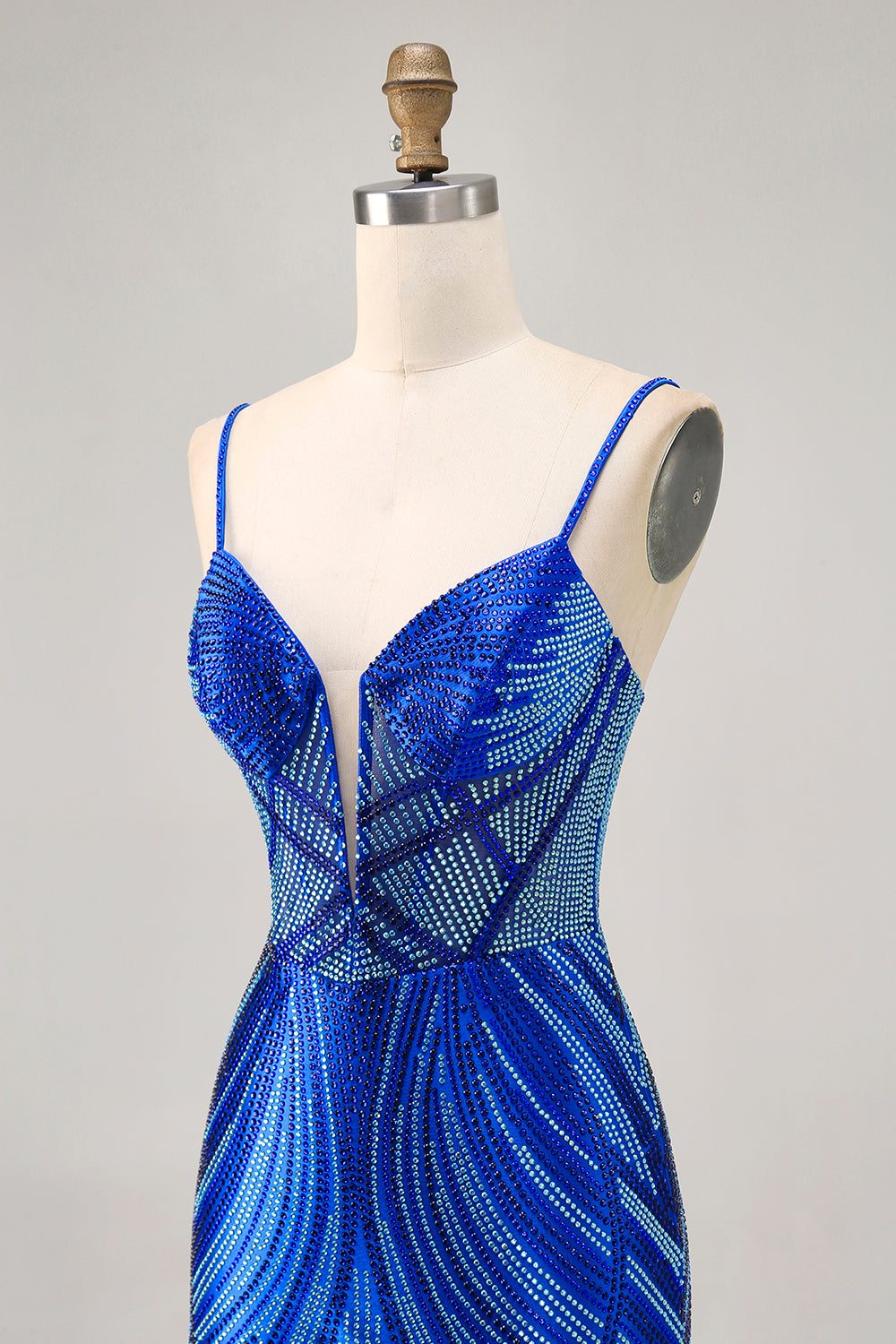 Sparkly Royal Blue Short Backless Tight Homecoming Dress with Beading