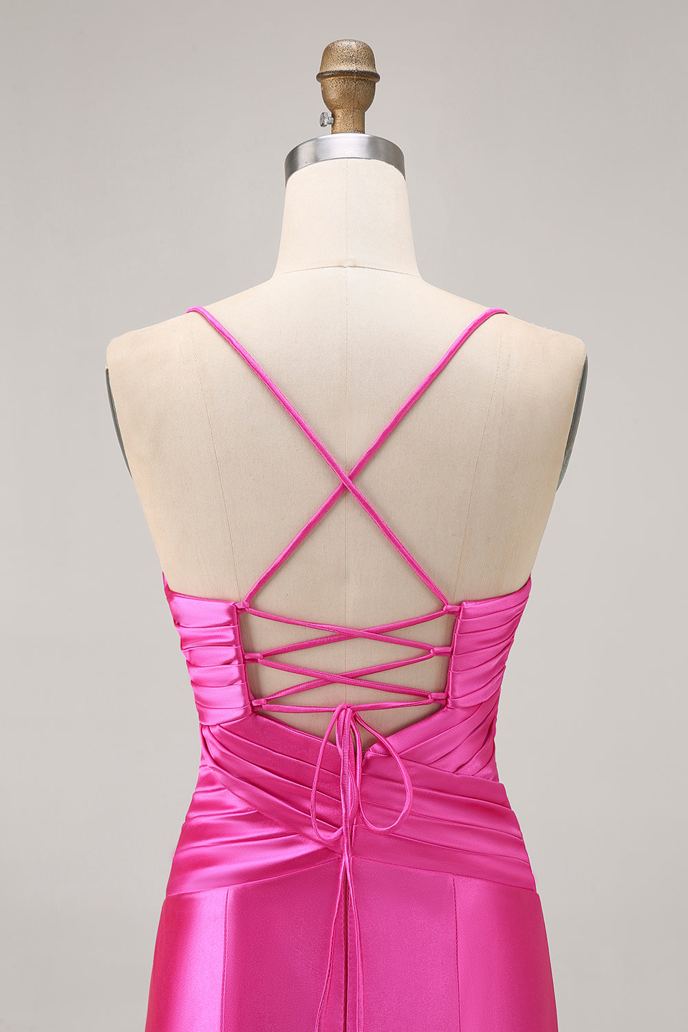 Fuchsia Tight Keyhole Short Satin Homecoming Dress with Bow