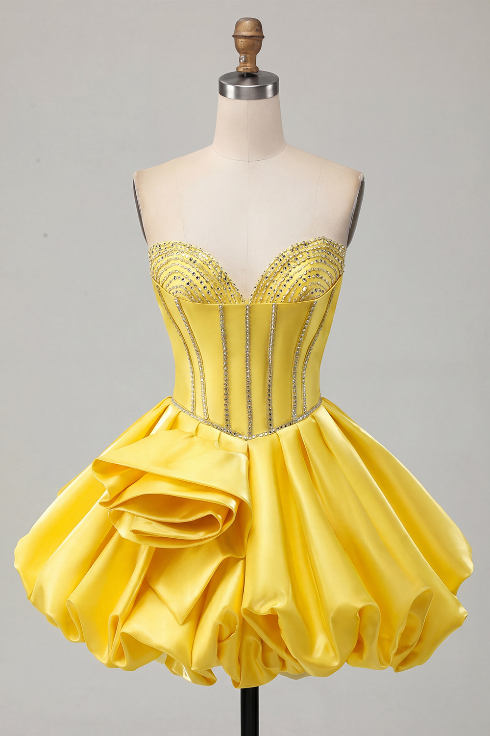 Sparkly Pink Strapless Short Corset Homecoming Dress with Rhinestones