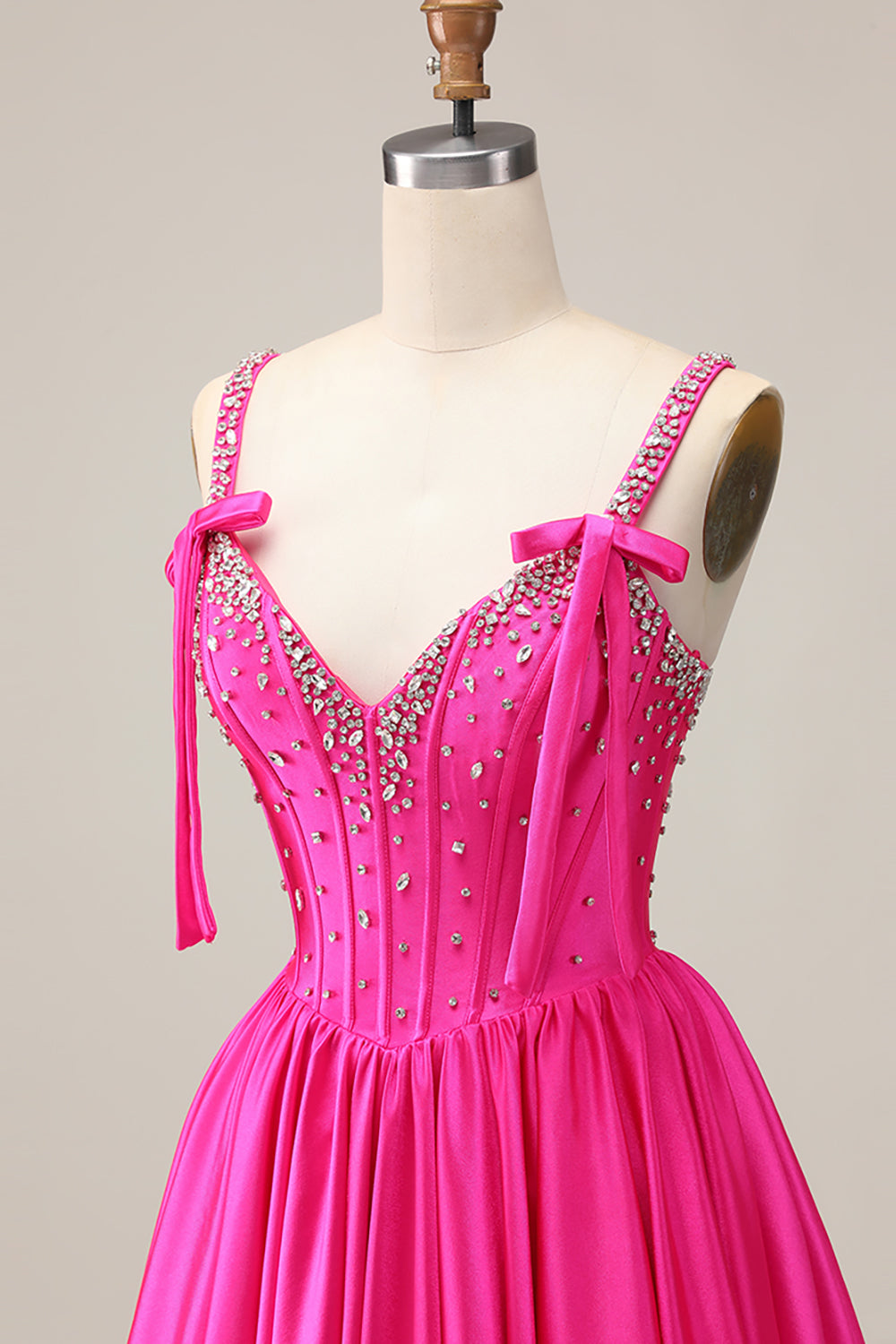 Sparkly Fuchsia Corset Short Homecoming Dress with Rhinestones