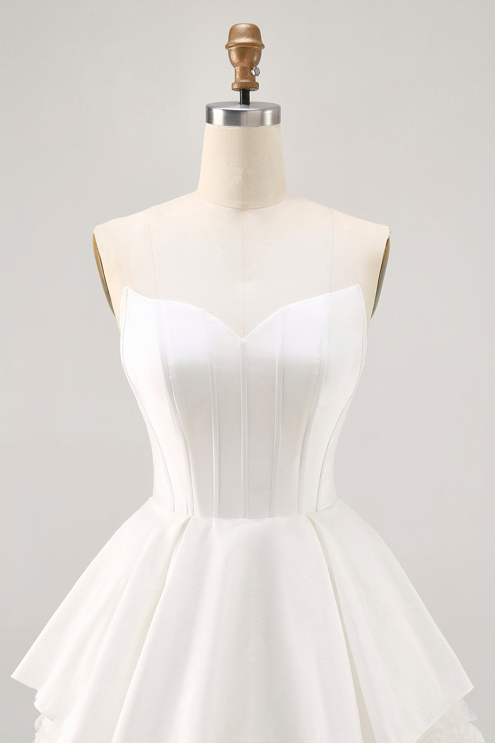 White Tiered Strapless Short Corset Homecoming Dress with Ruffles