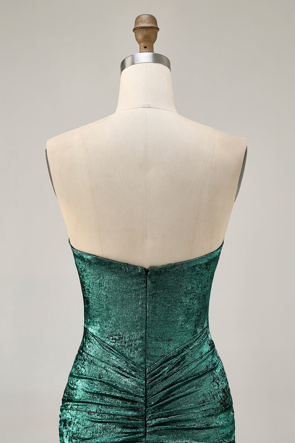 Sparkly Grey Green Tight Short Strapless Homecoming Dress with Beading