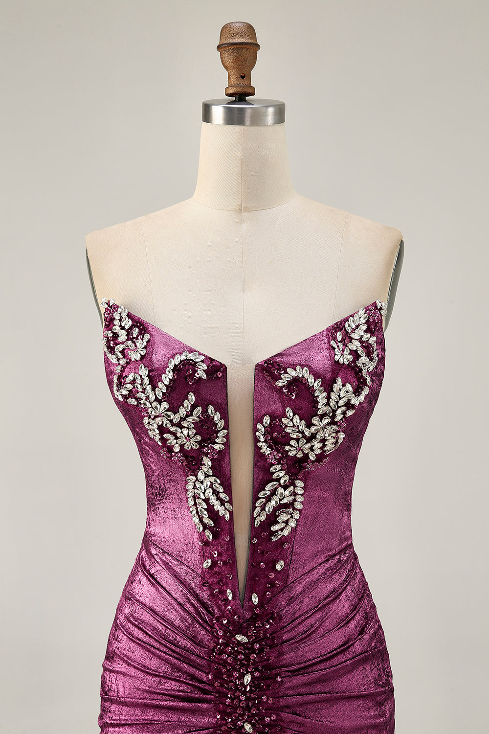 Sparkly Grey Green Tight Short Strapless Homecoming Dress with Beading