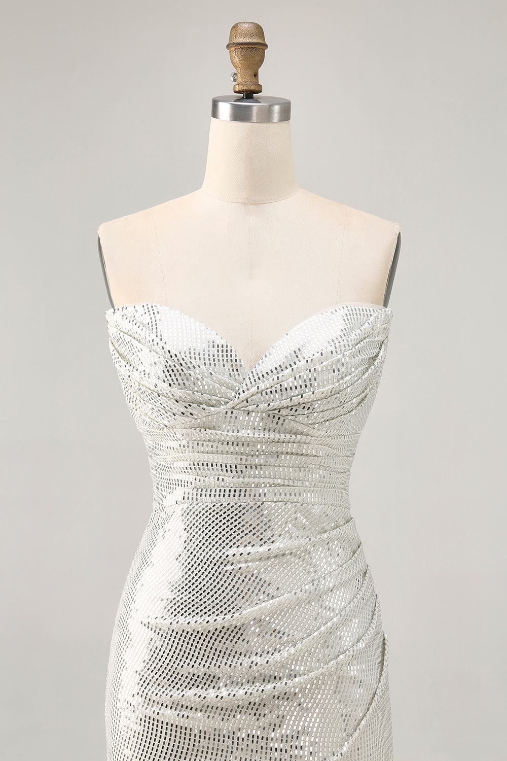 Sparkly Black Sequin Strapless Ruched Short Tight Homecoming Dress