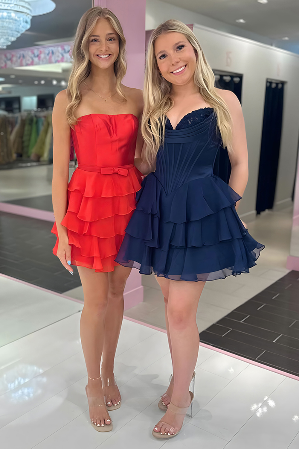 Fuchsia A Line Sweetheart Short Corset Homecoming Dress with Ruffles