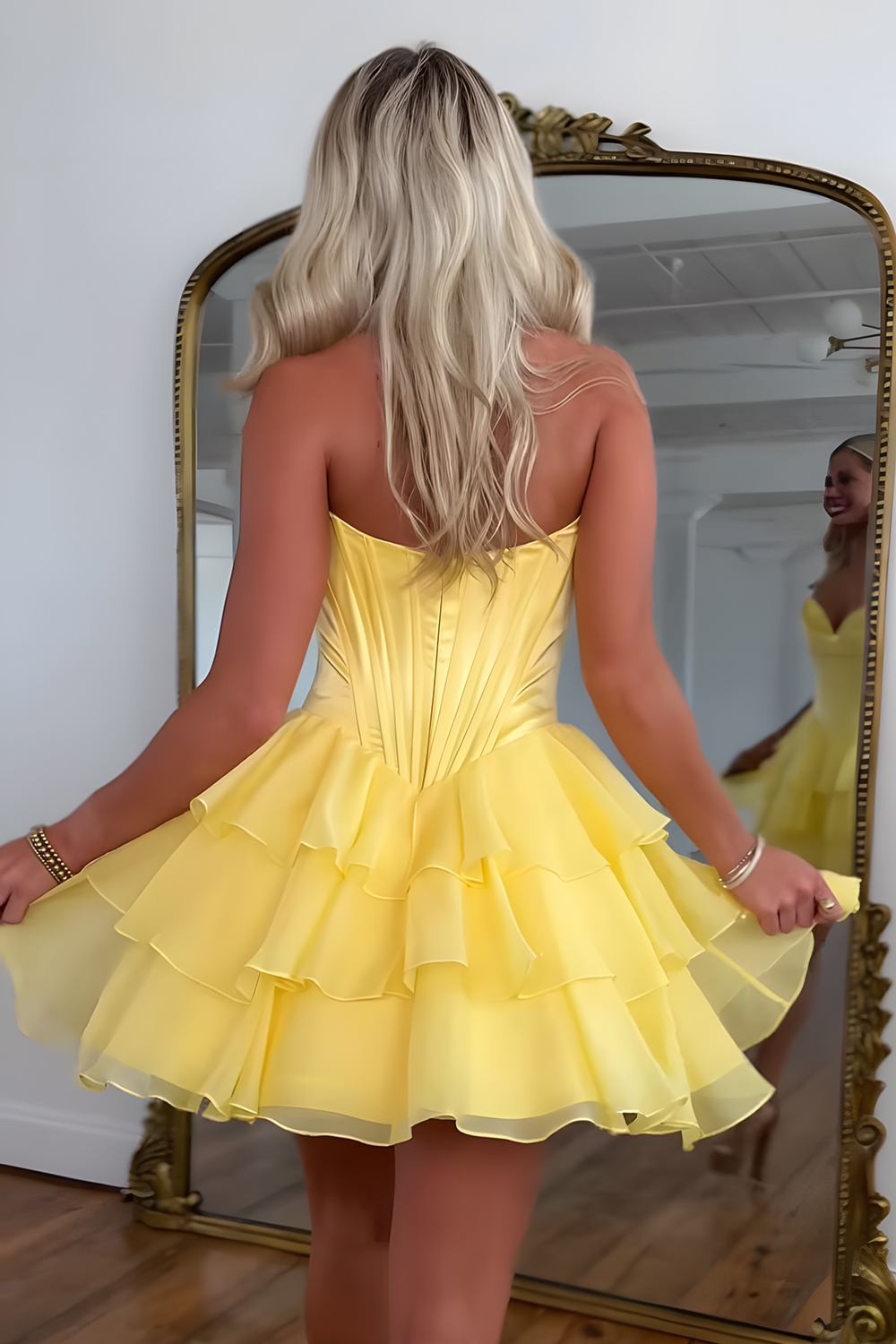 Fuchsia A Line Sweetheart Short Corset Homecoming Dress with Ruffles