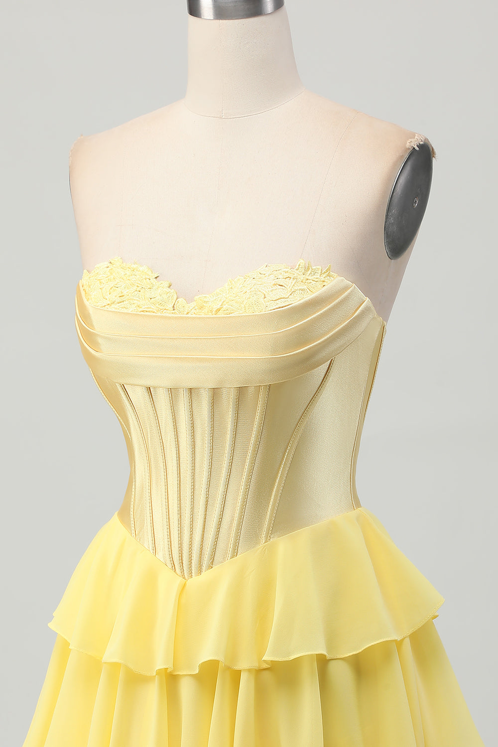 Yellow Corset A Line Sweetheart Tiered Short Homecoming Dress
