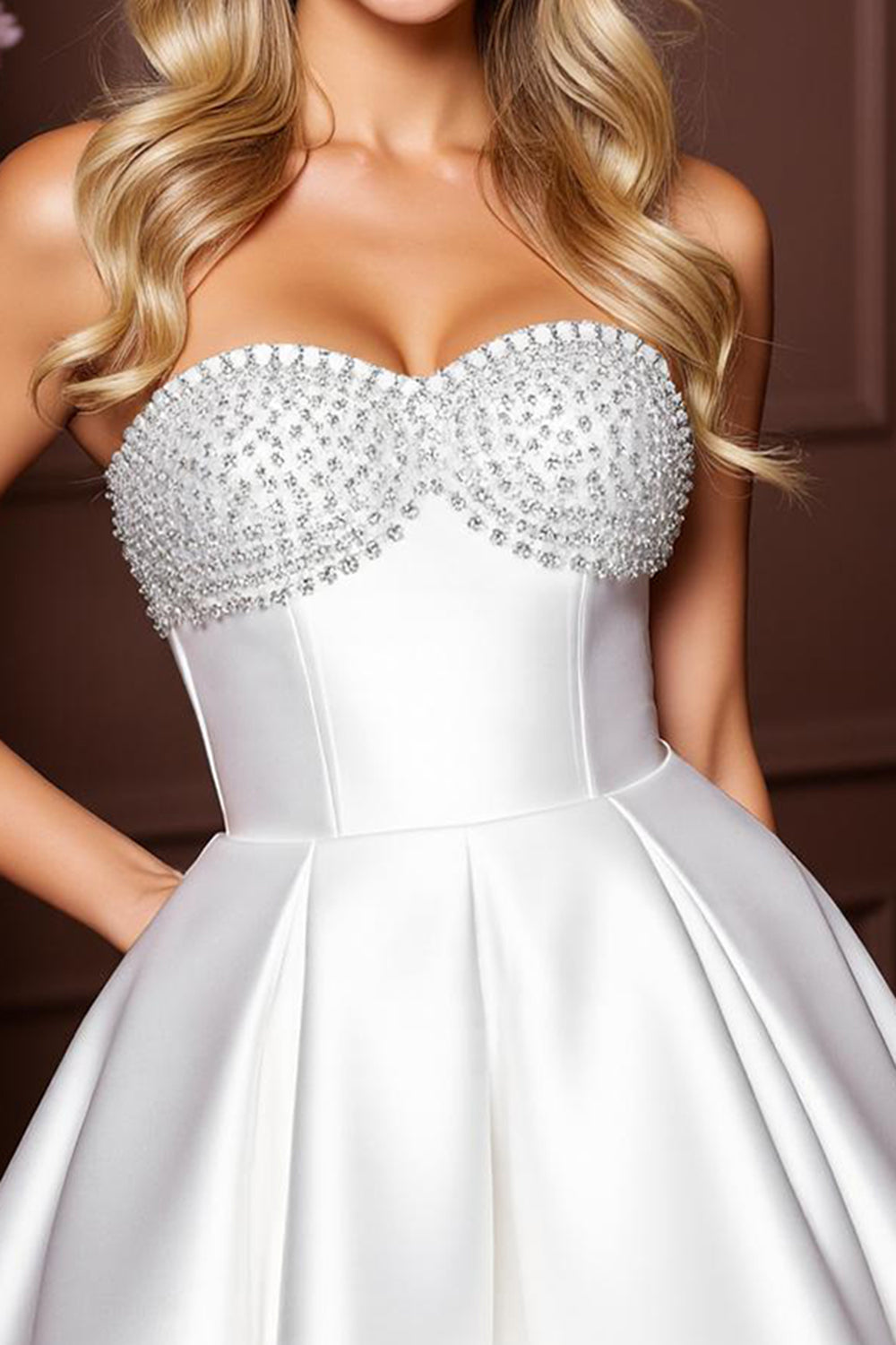 Sparkly White A Line Sweetheart Short Beaded Homecoming Dress