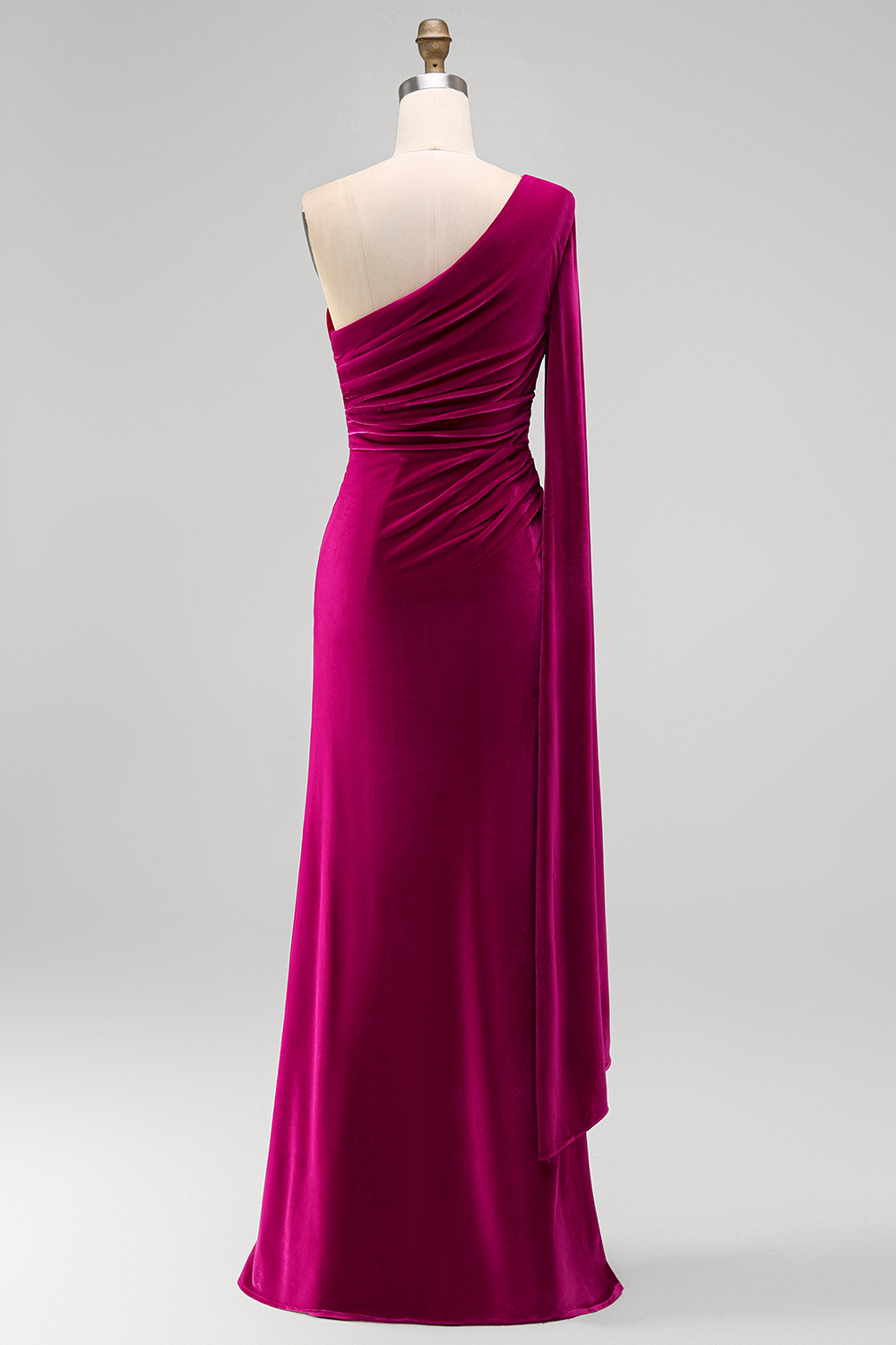 Dark Green Velvet Sheath One Shoulder Long Holiday Party Dress with Slit