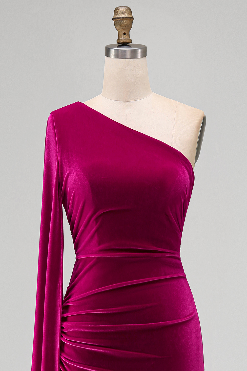 Dark Green Velvet Sheath One Shoulder Long Holiday Party Dress with Slit