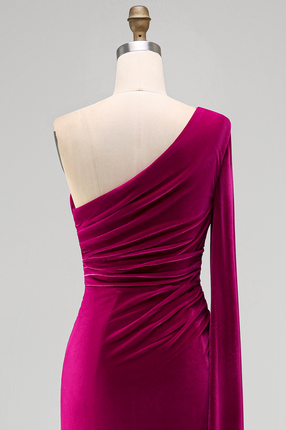 Dark Green Velvet Sheath One Shoulder Long Holiday Party Dress with Slit
