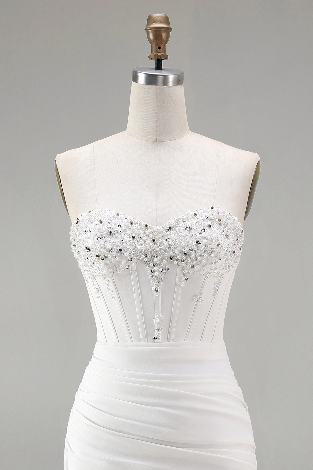 White Sweetheart Tight Short Homecoming Dress with Beading