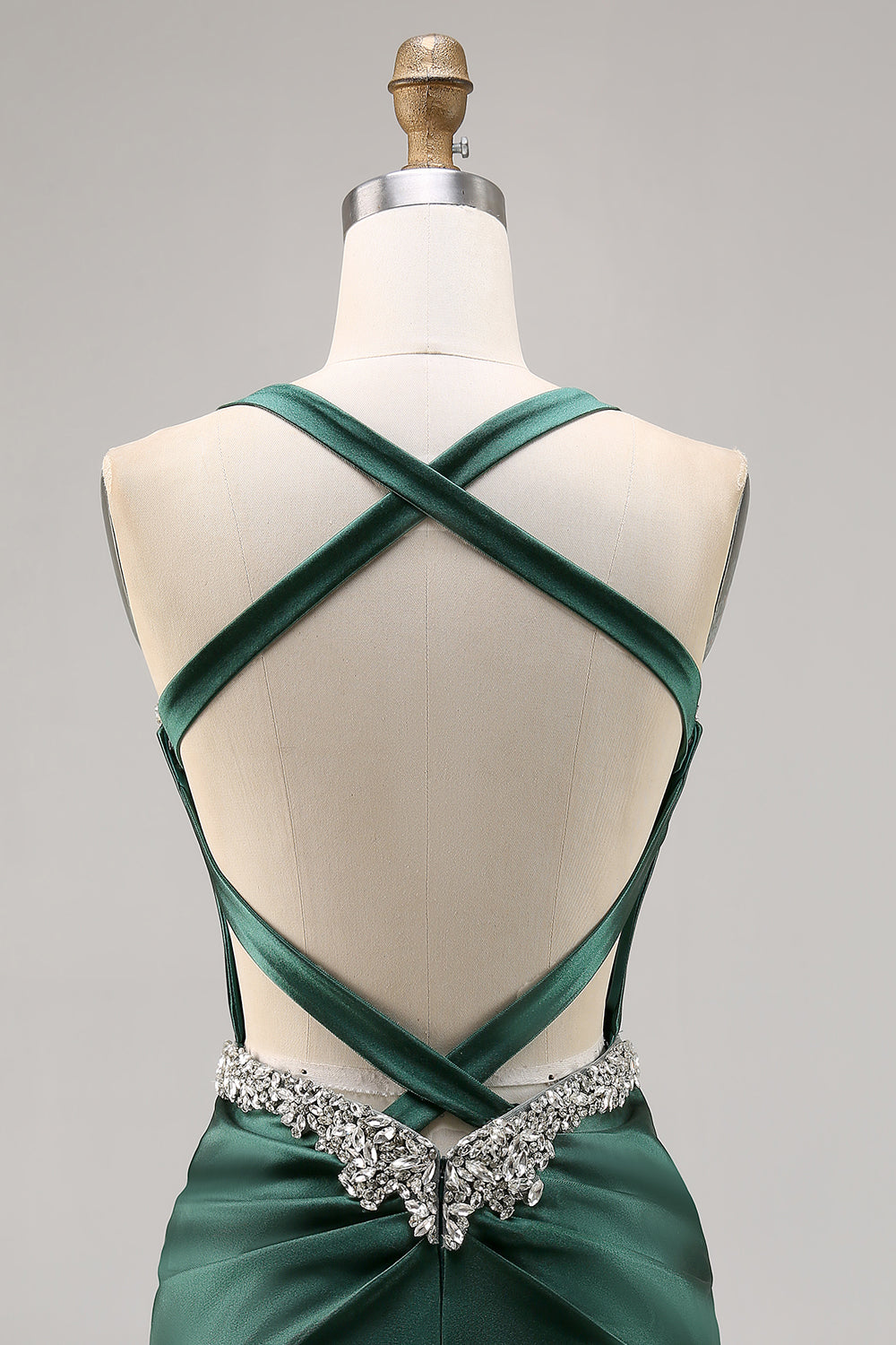 Sparkly Dark Green Satin Corset Short Tight Homecoming Dress with Beading