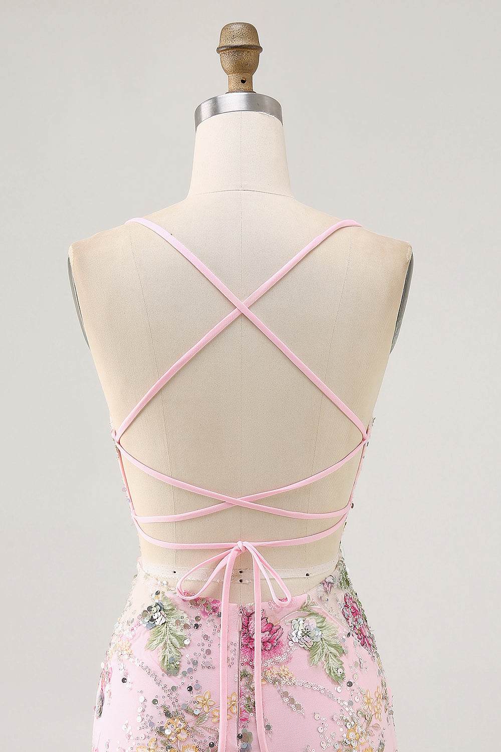 Sparkly Pink Beaded Floral Short Tight Homecoming Dress with Sequins