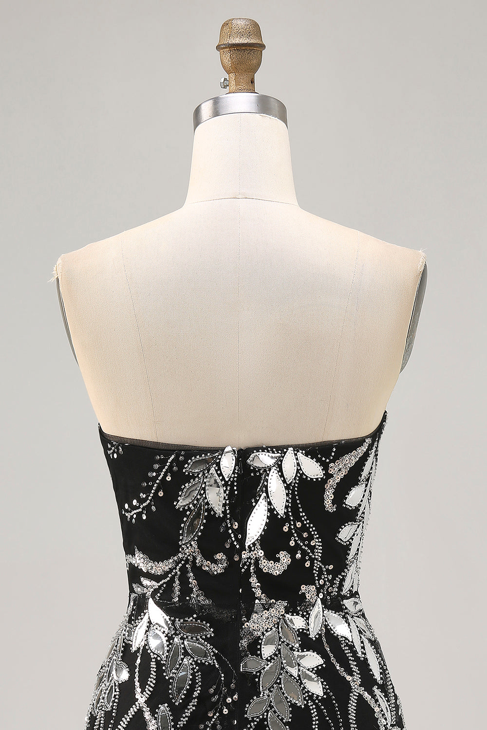 Sparkly Black Tight Strapless Short Mirror Homecoming Dress