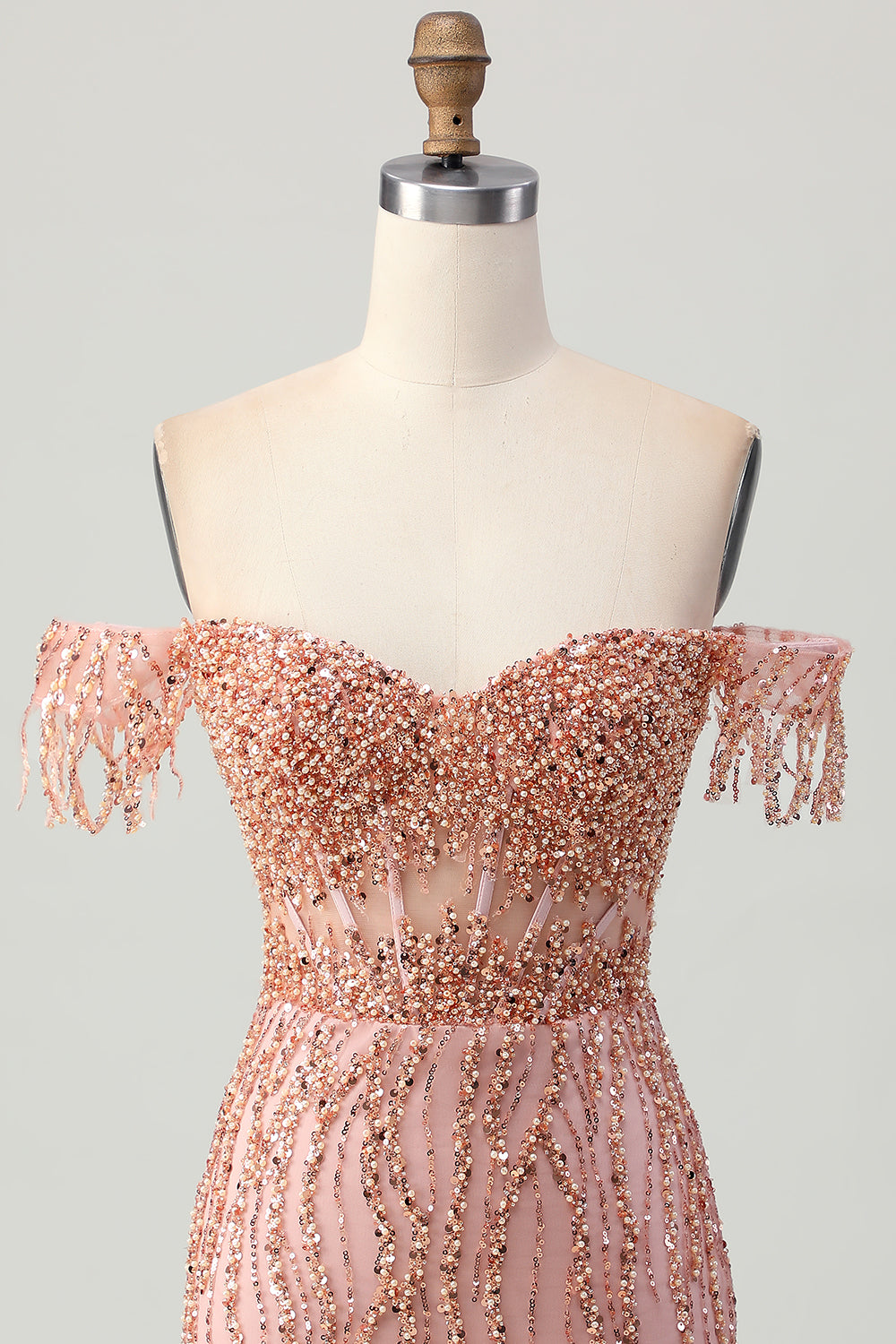 Sparkly Dusty Rose Tight Short Corset Homecoming Dress with Beading