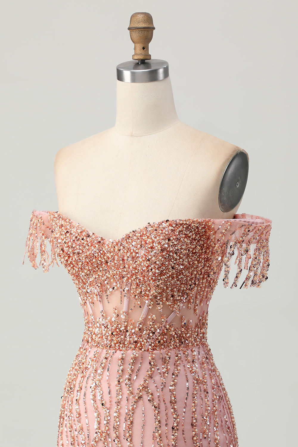 Sparkly Dusty Rose Tight Short Corset Homecoming Dress with Beading