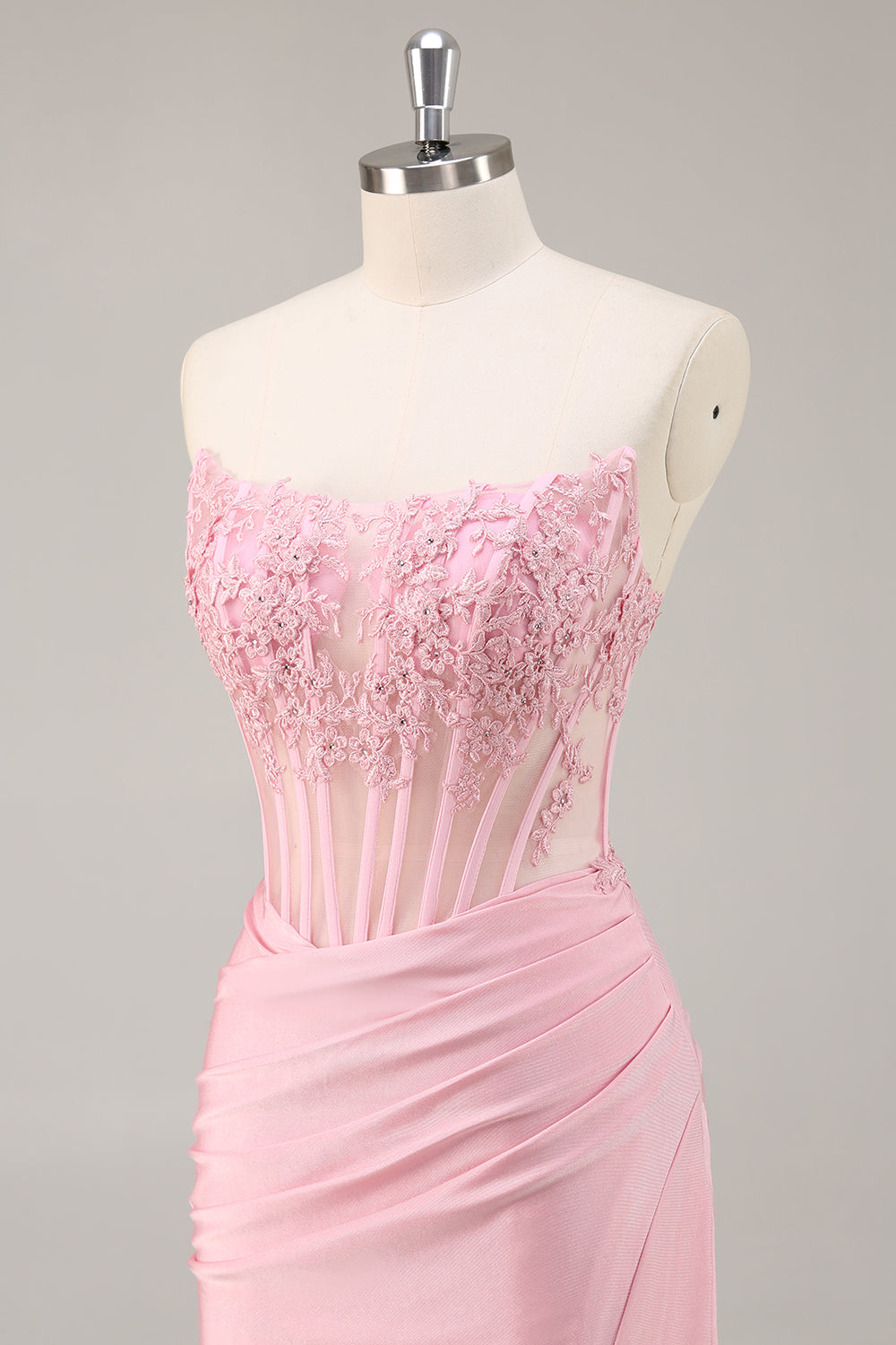 Pink Corset Short Bodycon Homecoming Dress with Lace