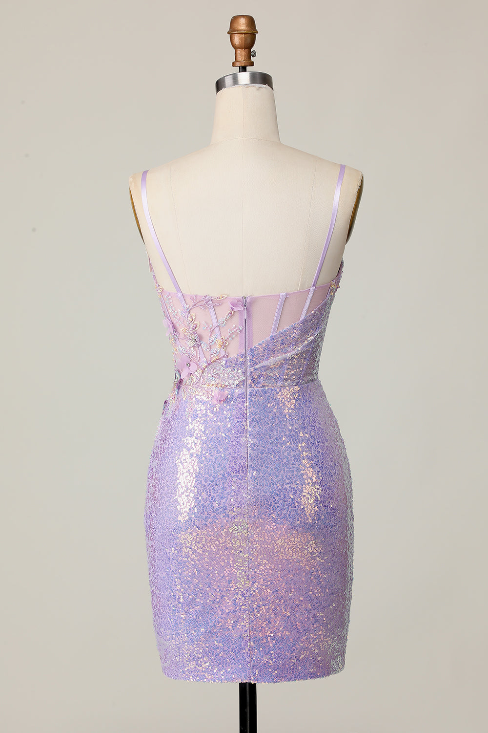 Sparkly Lilac Sequins Bodycon Short Corset Homecoming Dress
